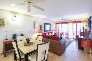 TV, DVD player, stereo