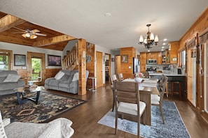 Smart TV, fireplace, foosball, stereo