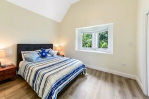 2 bedrooms, memory foam beds, desk, iron/ironing board