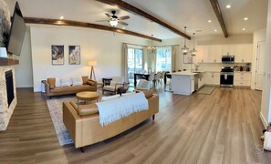 Smart TV, fireplace, video game console