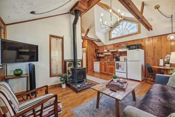 TV, fireplace, books - The Harrison Inn * Artist`s Cottage - New Listing! (Cannon Beach)