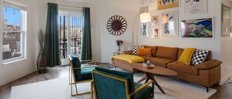 Townhome, 2 Queen Beds, Patio, Garden View | Living area | 45-inch flat-screen TV with digital channels