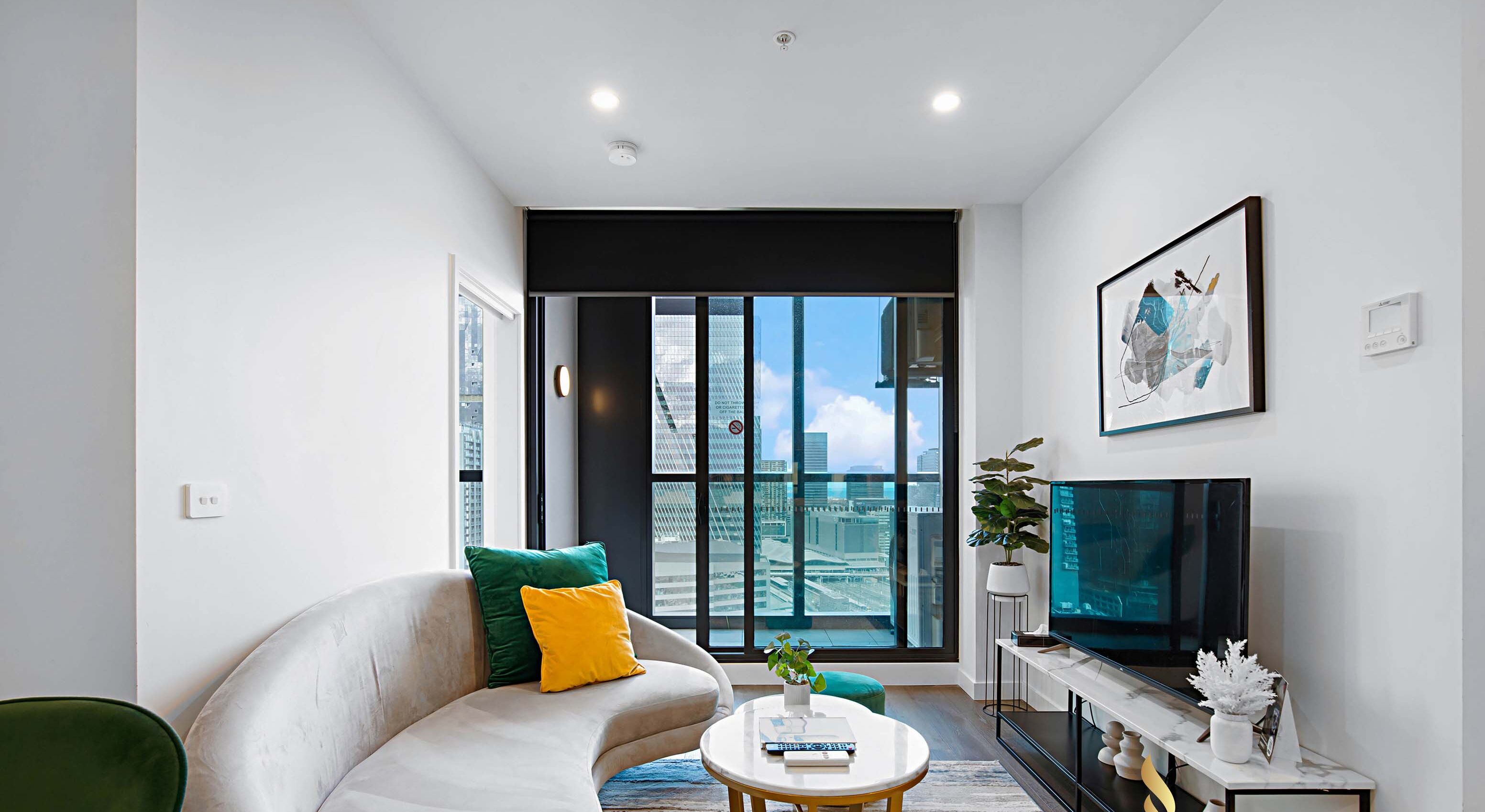 Deluxe Apartment, 2 Bedrooms, City View | Living area | 50-inch flat-screen TV with digital channels, TV