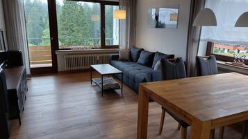 Fernseher, DVD-Player, Bücher, Musikbibliothek