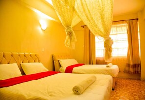 Blackout drapes, free WiFi, bed sheets
