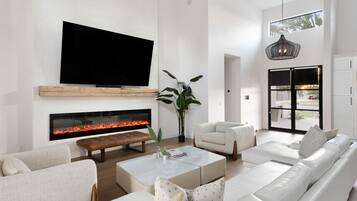 Smart TV, fireplace, video games, streaming services