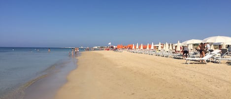 Nära stranden, solstolar och strandhanddukar