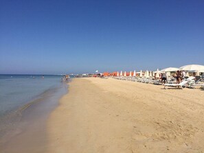 Beach nearby, sun-loungers, beach towels