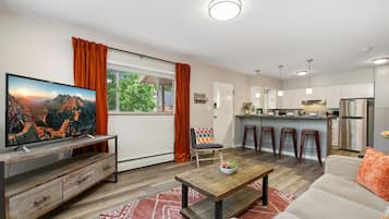 Condo, Multiple Beds, Patio, Garden View (220 Peterson St Unit 8) | Living area | 50-inch flat-screen TV with digital channels