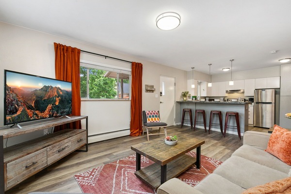 Condo, Multiple Beds, Patio, Garden View (220 Peterson St Unit 8) | Living area | 50-inch flat-screen TV with digital channels