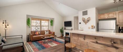 TV, fireplace, computer monitors