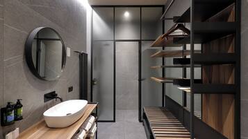 Dusche, Regendusche, Designer-Toilettenartikel, Haartrockner