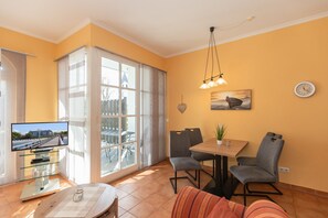 TV, DVD player, books