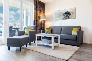 TV - Familienfreundliches Apartment an der See mit Balkon u. Hauseigenem Saunabereich (Ostseeheilbad Großenbrode)