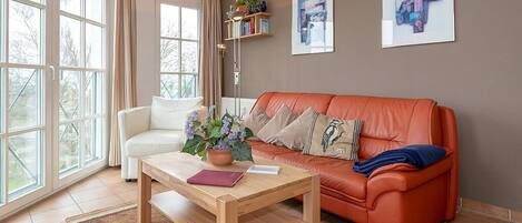 TV, DVD player, books, stereo