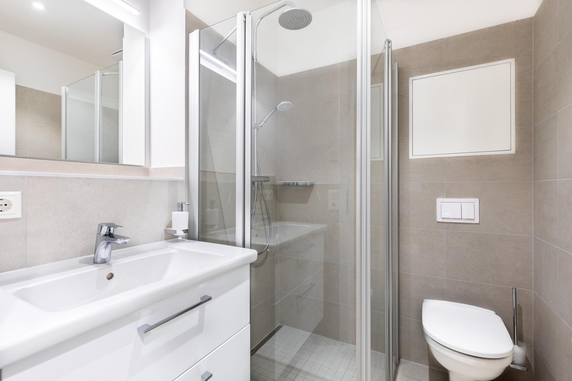 Dusche, Haartrockner, Handtücher