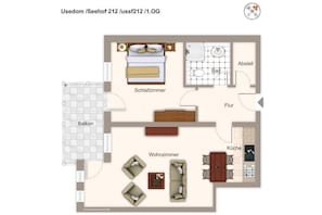 Floor plan - Ferienwohnung mit Sonnigem Balkon und Blick auf den Schloonsee in Strandlage (Bansin)