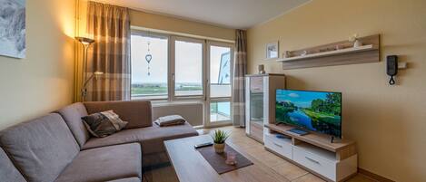 TV, DVD player, books, stereo