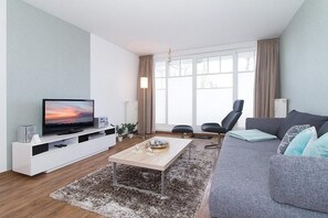 Télévision, lecteur de DVD, livres, chaîne hi-fi