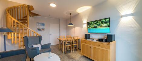 Tv, böcker och en stereo