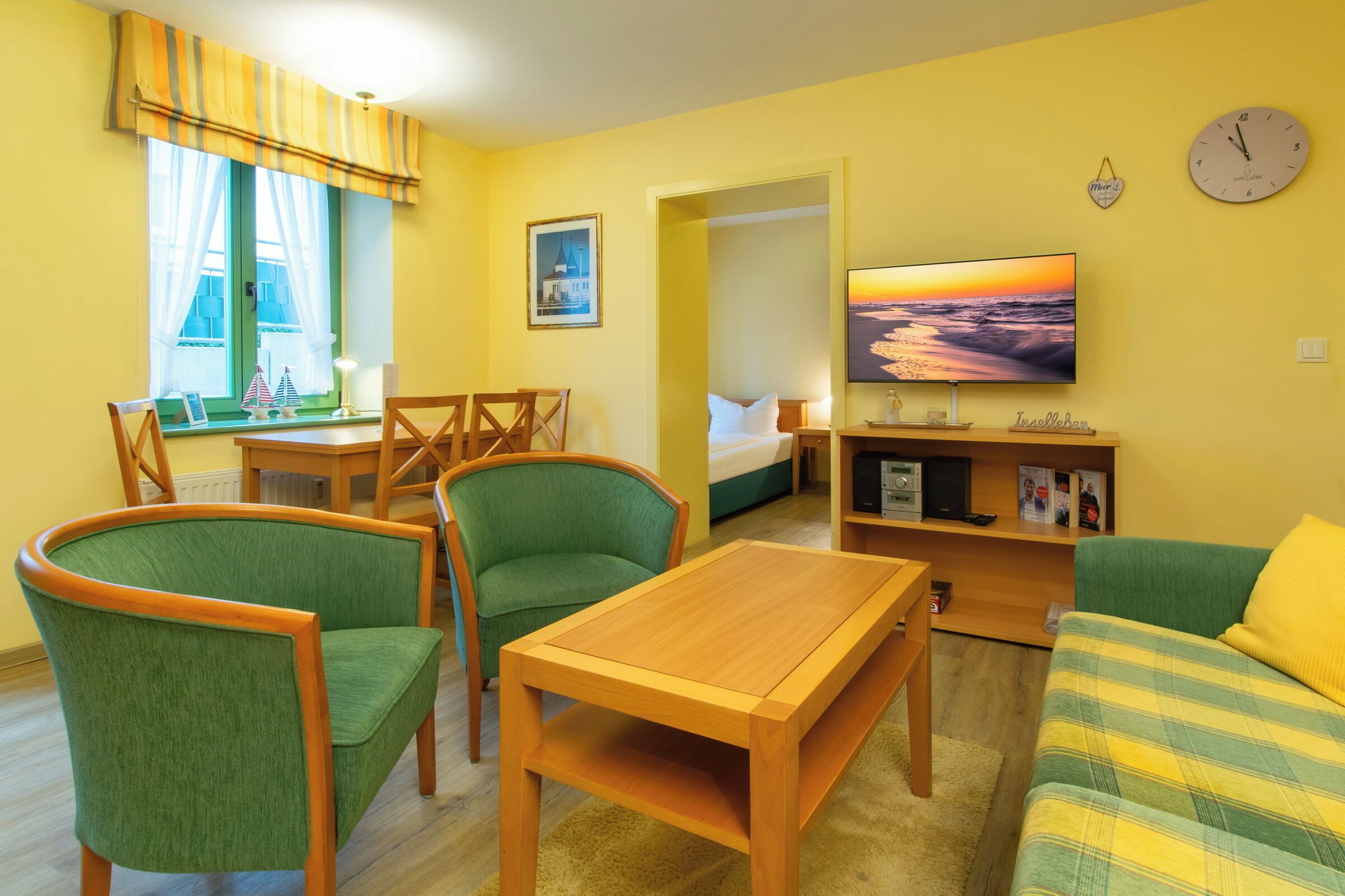 TV, DVD player, stereo