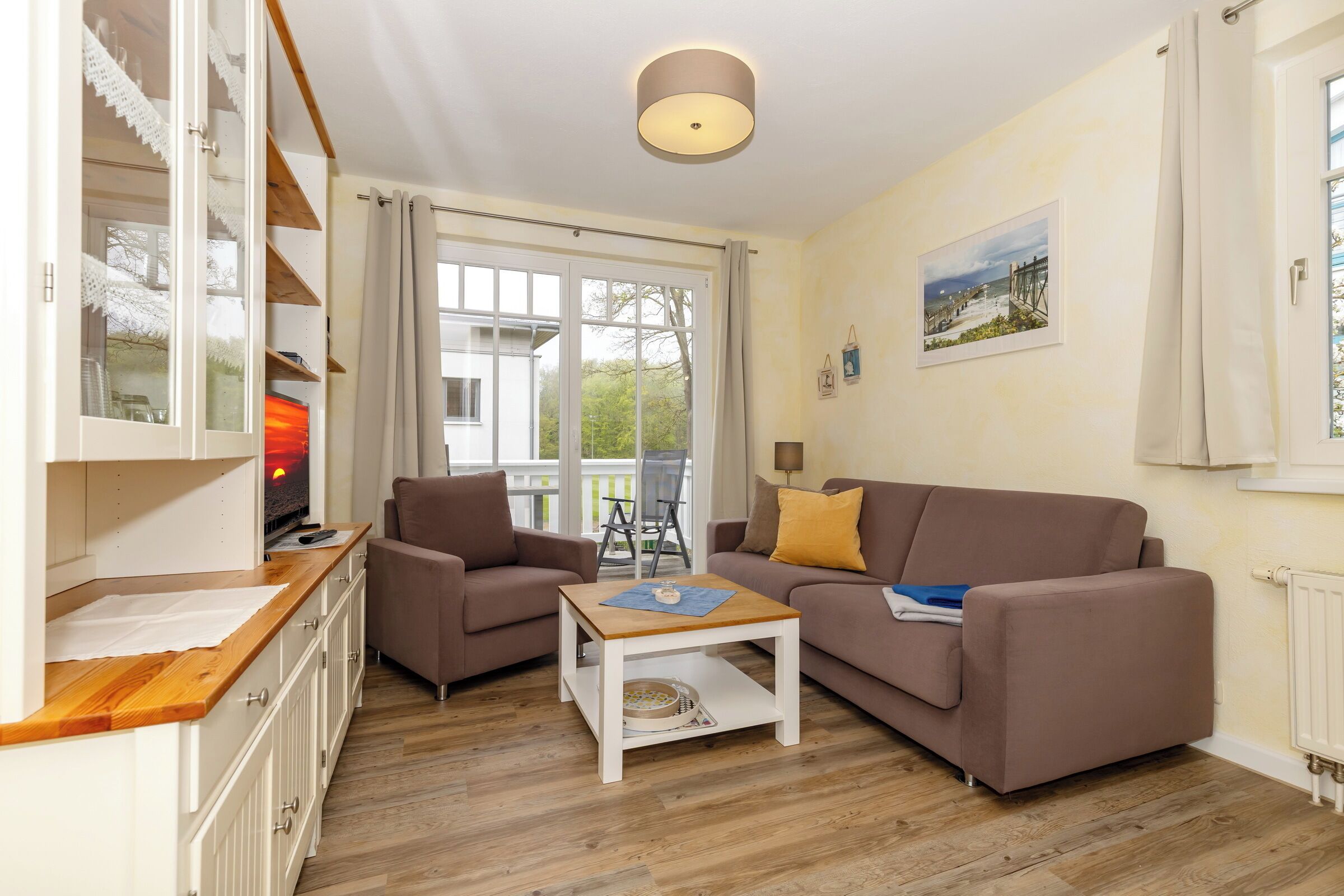 TV, DVD player, books, stereo