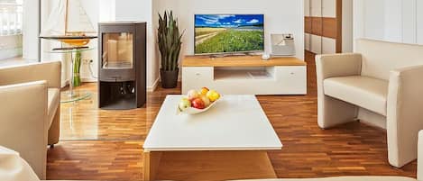 TV, fireplace, stereo