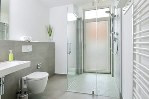 Dusche, Haartrockner, Handtücher
