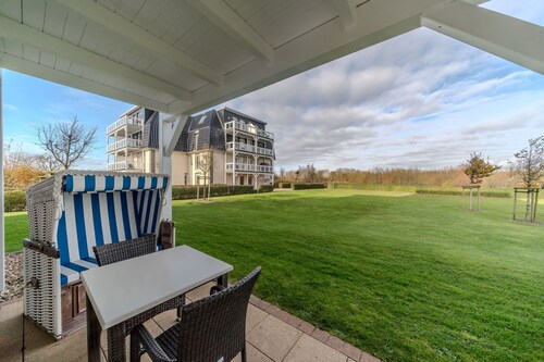 Strandnahe, familienfreundliche Ferienwohnung mit Sauna, Terrasse und Strandkorb