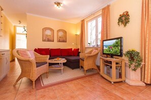 Télévision, lecteur de DVD, livres, chaîne hi-fi