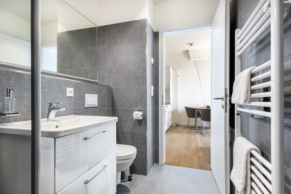 Dusche, Haartrockner, Handtücher