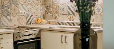 Fridge, oven, espresso maker, toaster