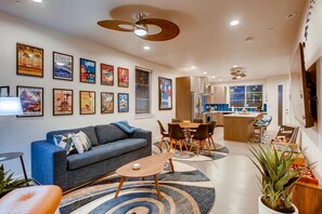 House, Multiple Beds, Patio, Garden View (908 Jerome St. (Unit 4)*) | Living area | 40-inch TV with digital channels, fireplace - Elegant Townhome Near Old Town, Breweries and River! (Fort Collins)