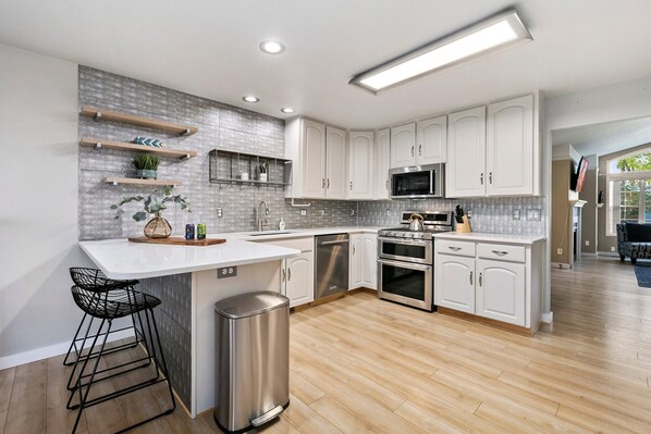 House, Multiple Beds, Hot Tub, Garden View (1500 Park Drive) | Private kitchen - Scandinavian Chic – Hot Tub, Bikes and Lake Life! (Loveland)