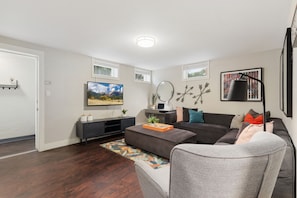 Apartment, Multiple Beds, Kitchen, Garden View (622 W. Laurel St. - Lower) | Living area | 40-inch TV with digital channels - Charming Bungalow Next to CSU - Free Cruiser Bikes (Fort Collins)