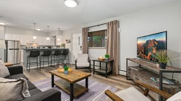 Condo, Multiple Beds, Patio, Garden View (220 Peterson St Unit 7) | Living area | 50-inch flat-screen TV with digital channels
