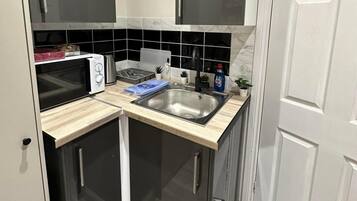 Fridge, microwave, electric kettle