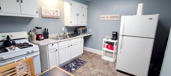 Fridge, microwave, oven, toaster