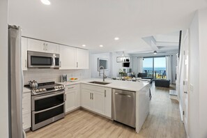 Fridge, microwave, oven, stovetop - Top Floor Oceanfront Penthouse  - Pool, Views, Playground! (Isle Of Palms)