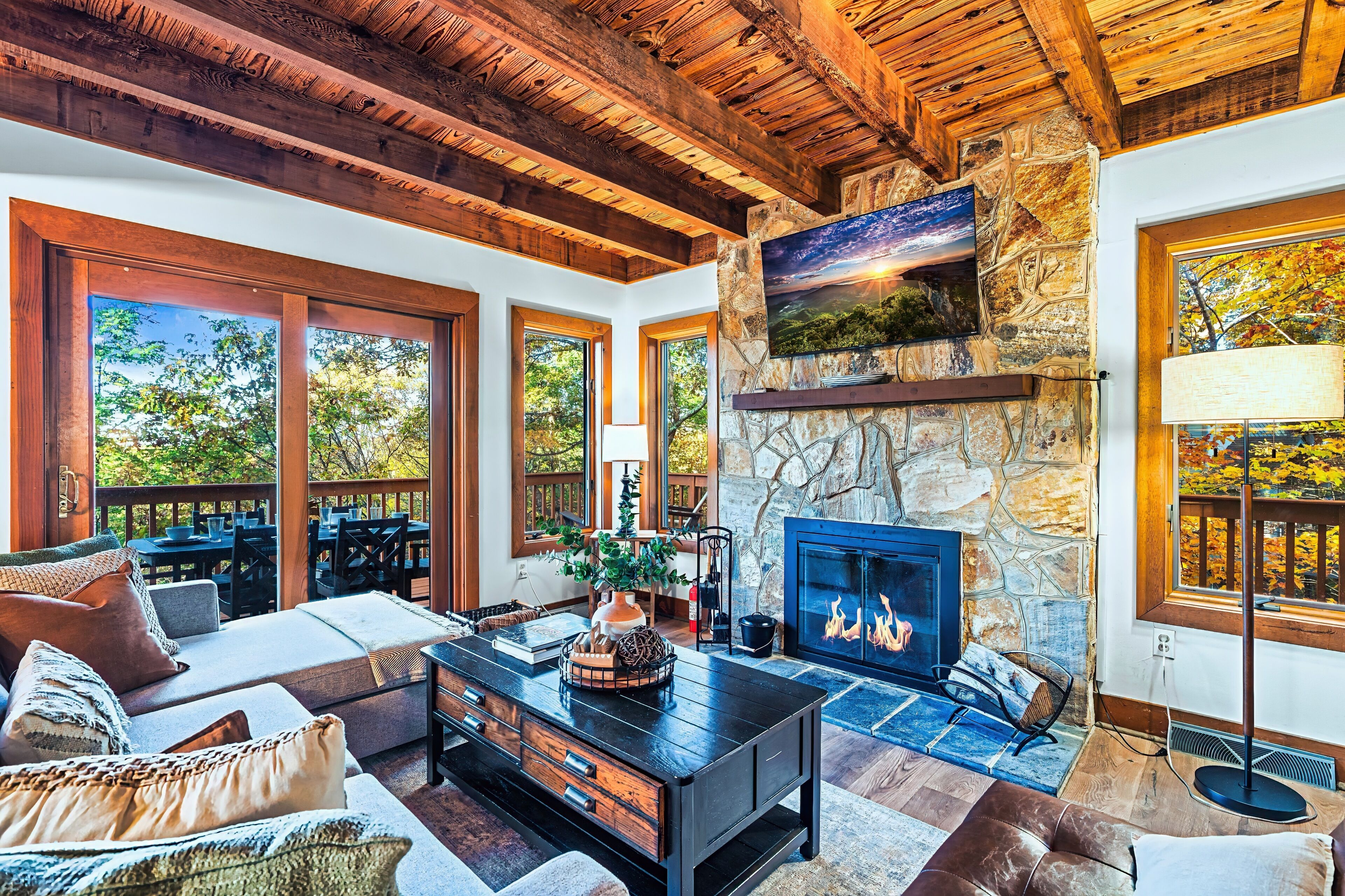 Smart-TV, Kamin, Bücher