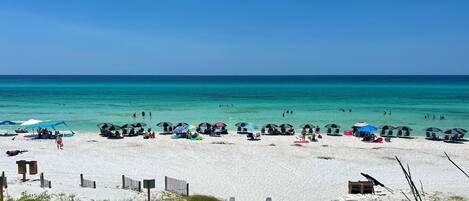 Beach nearby, sun loungers