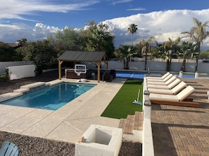 Outdoor pool, a heated pool - Luxury home with pickleball, pool, and hot tub near Scottsdale (Mesa)
