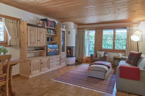 Televisión y chimenea 