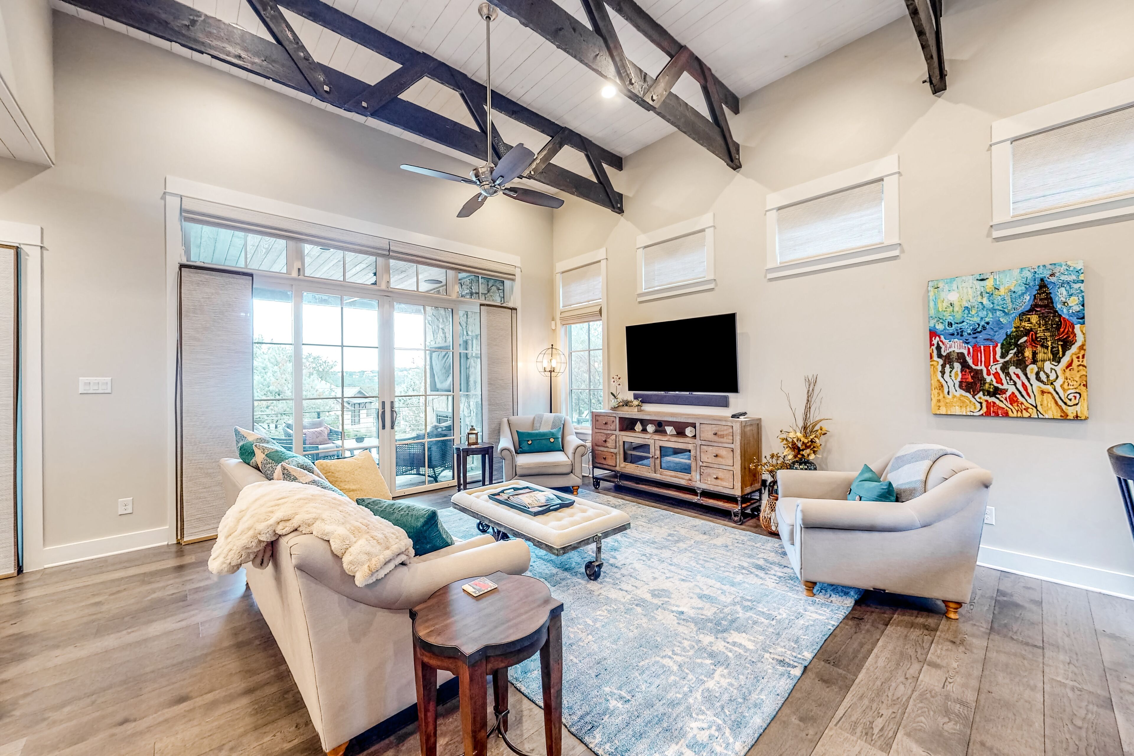 Luxurious villa with outdoor TV lounge, kitchen & alfresco dining space