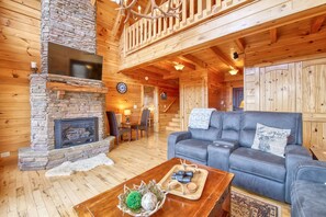 TV, fireplace, video games, DVD player