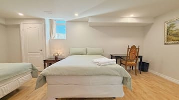 Premium Quadruple Room, 2 Double Beds, Private Bathroom | Egyptian cotton sheets, premium bedding, desk, laptop workspace