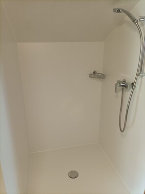 Ducha, secador de pelo, toallas, shampoo