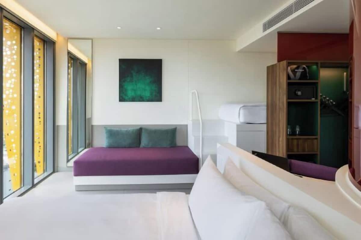Premium bedding, down comforters, Select Comfort beds, minibar