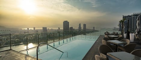 Outdoor pool, sun loungers