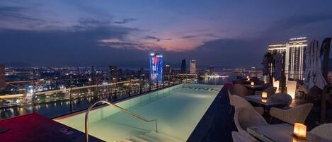 Outdoor pool, sun loungers